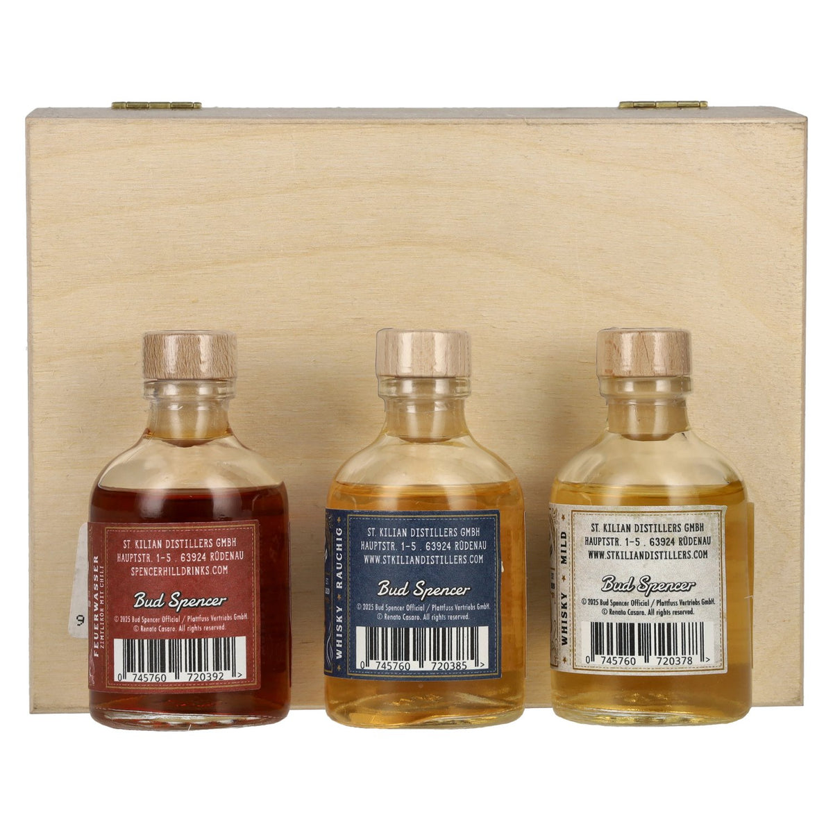 Bud Spencer THE LEGEND Mini-lot 42,7 % vol. 3 x 0,05 l dans une caisse en bois
