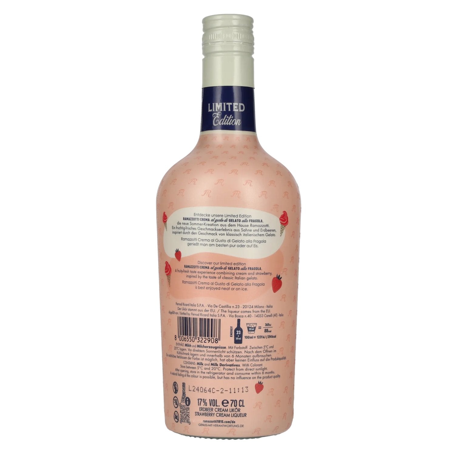 Ramazzotti Crema al Gusto di Gelato alla Fragola Limited Edition 17% Vol. 0,7l