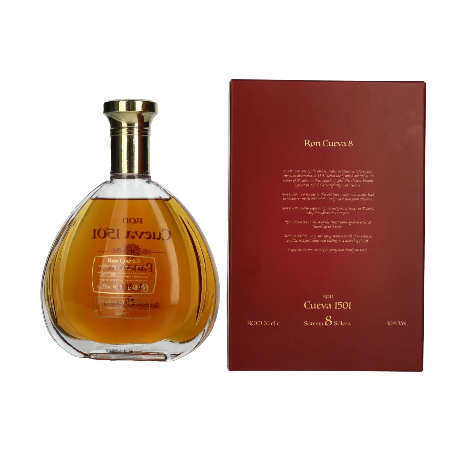 Ron Cueva 1501 Sistema 8 Solera Panama Rum 40% vol. 0,7l en boîte cadeau