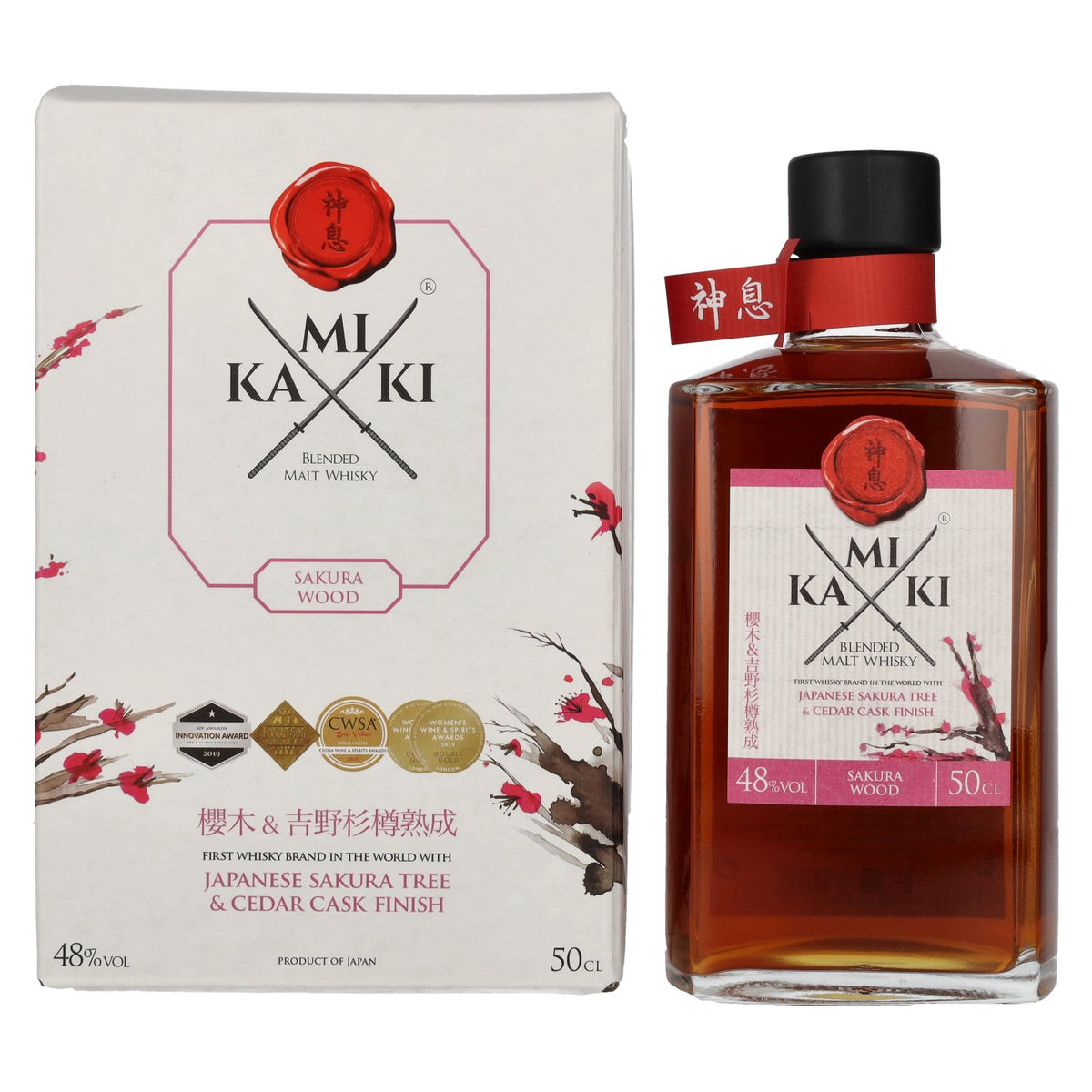 Kamiki Whisky Blended Malt Whisky SAKURA &amp; CEDAR Cask Finish 48% ABV 0.5l in a gift box