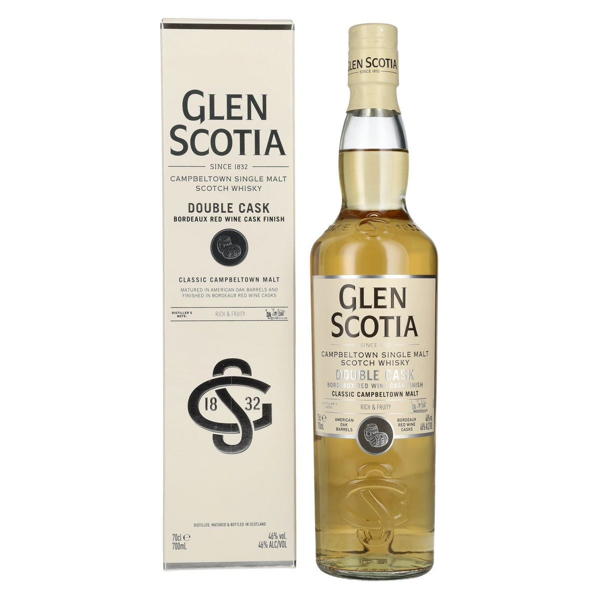 Glen Scotia DOUBLE CASK Bordeaux Red Wine Cask Single Malt Scotch Whisky 46% vol. 0,7 l in geschenkverpakking
