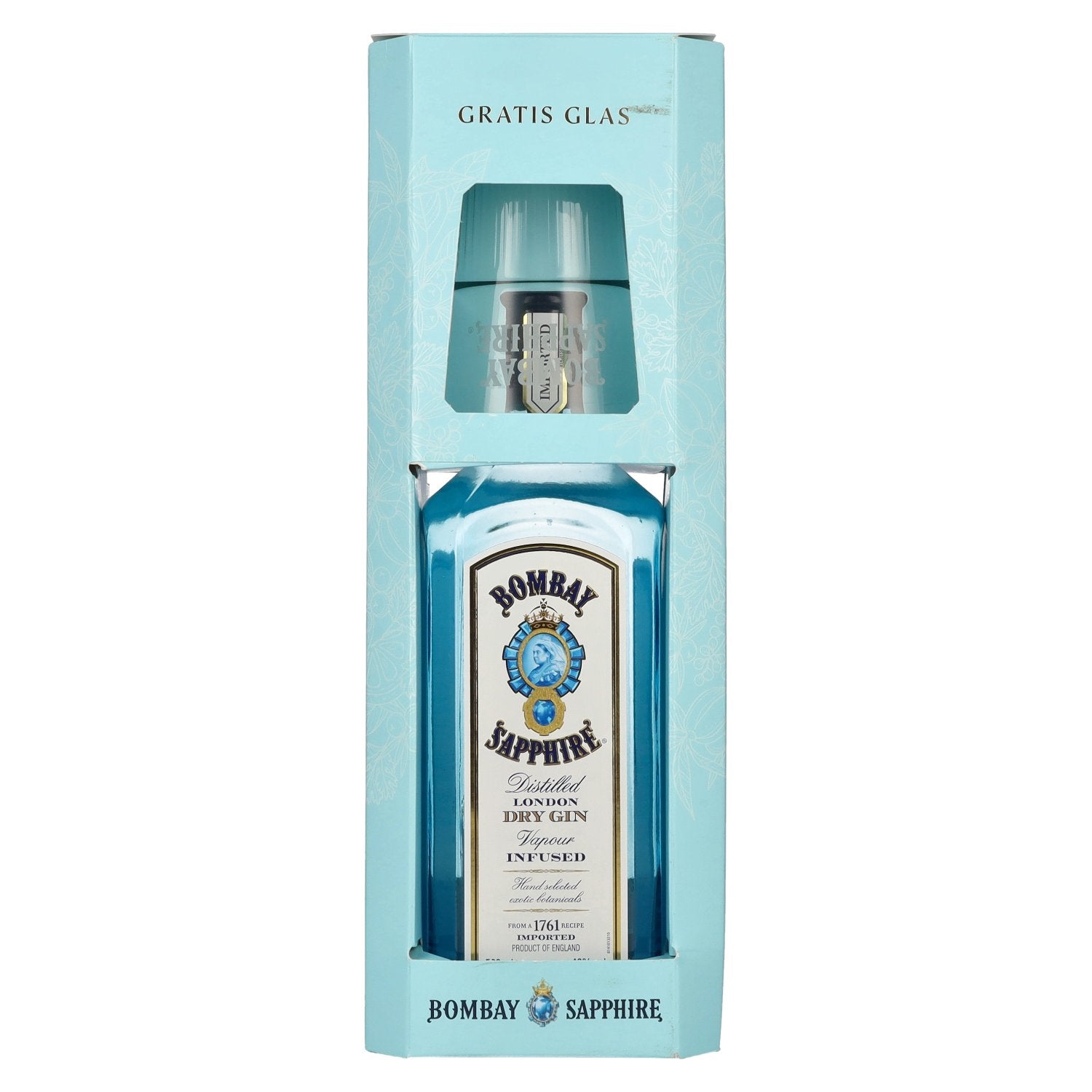 Bombay SAPPHIRE London Dry Gin 40% vol. 0,7l en boîte cadeau avec verre