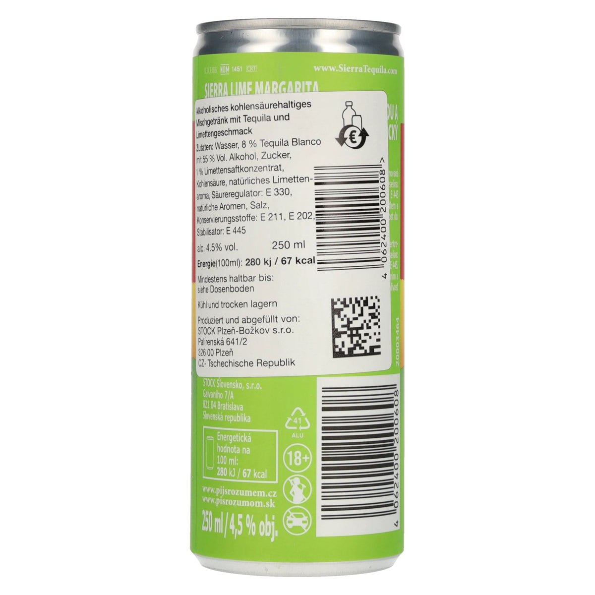 Sierra Lime Margarita 4,5 % vol. 12 canettes de 0,25 l (consigne)