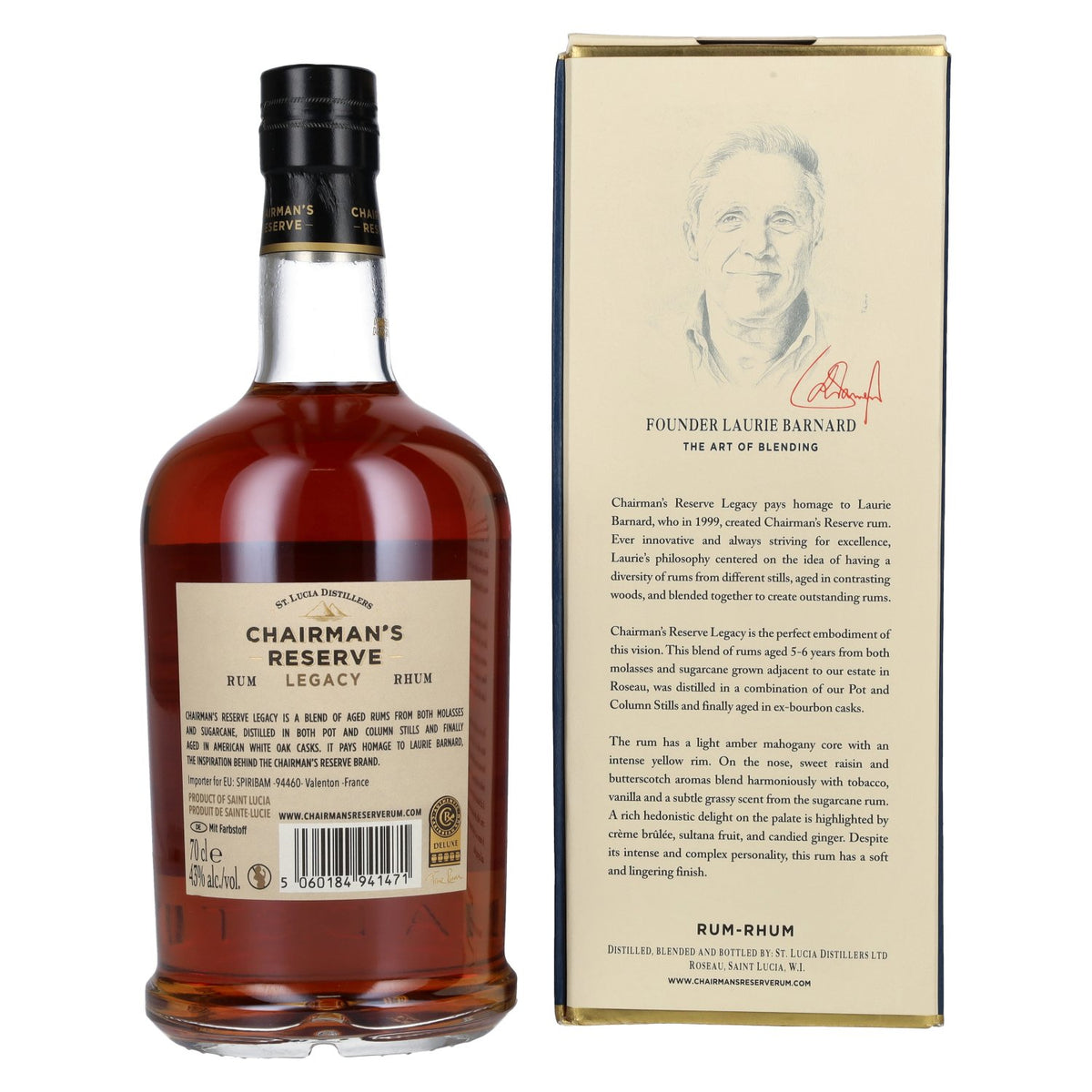 Rhum Chairman's Reserve LEGACY 43 % vol., 0,7 l, dans un coffret cadeau
