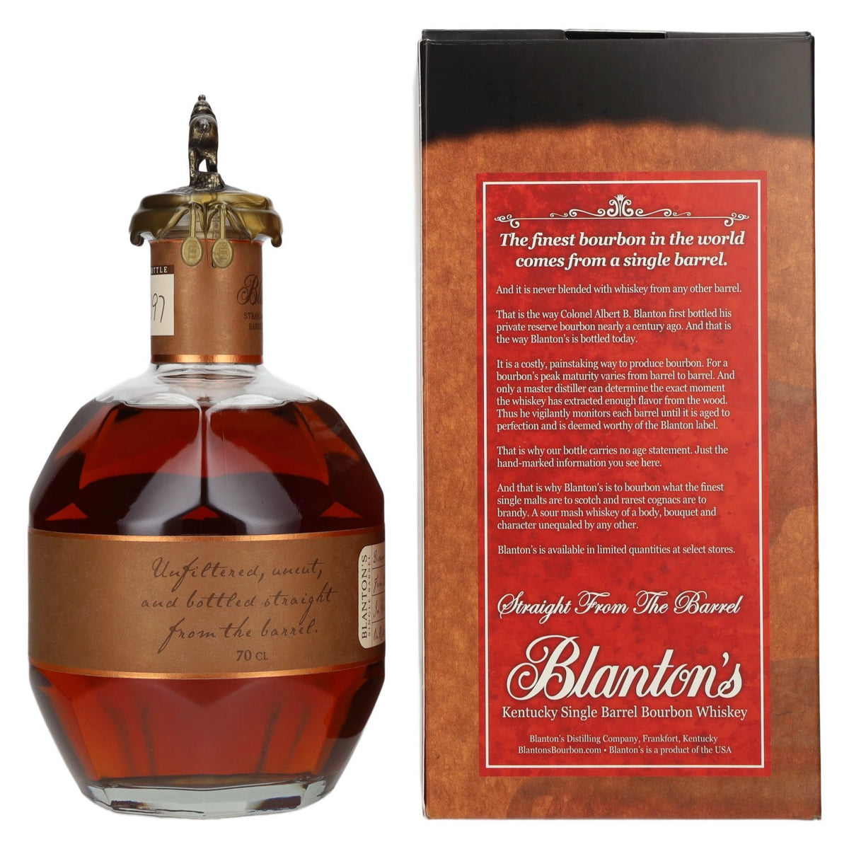 Blanton's STRAIGHT FROM THE BARREL BOURBON 65 % vol. 0,7 l dans un coffret cadeau