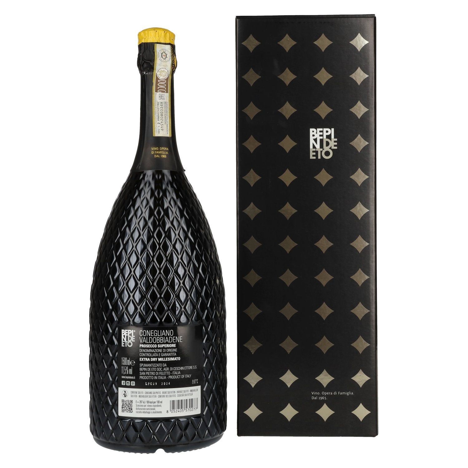 Bepin De Eto Prosecco Superiore Extra Dry Millesimato DOCG 2024 11,5% Vol. 1,5l in geschenkverpakking