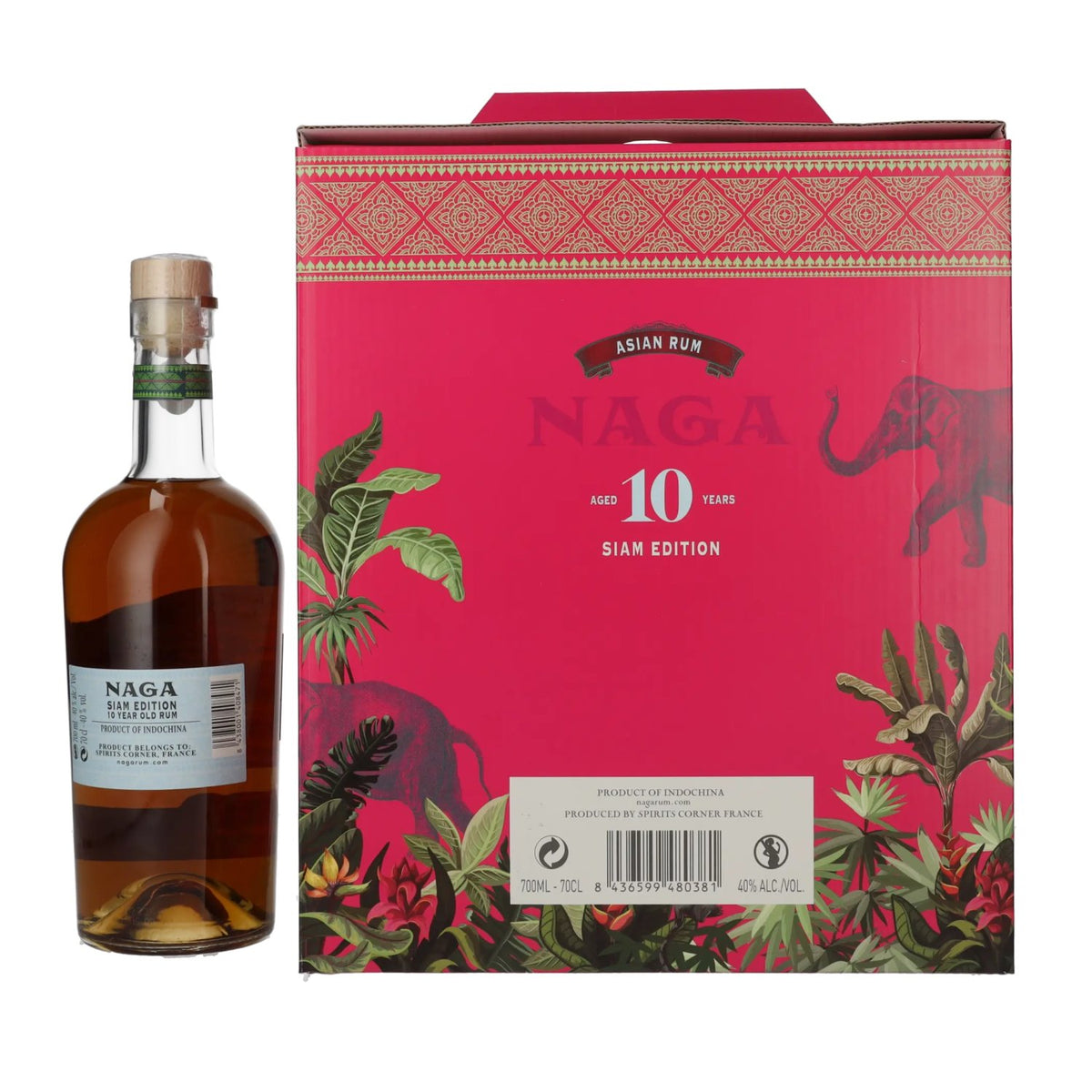 Naga 10 Years Old Asian Rum SIAM EDITION 40% ABV 0.7l in a gift box with 2 glasses