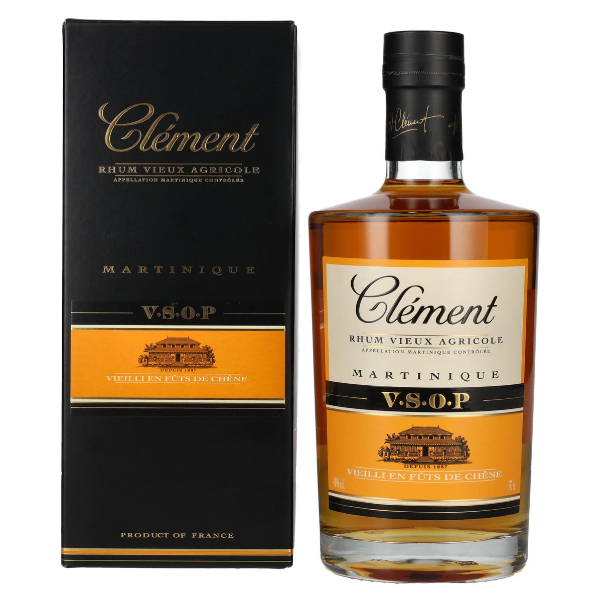 Clément Rhum Vieux Agricole V.S.O.P. VIEILLI EN FÛTS DE CHÊNE 40 % vol. 0,7 l dans un coffret cadeau