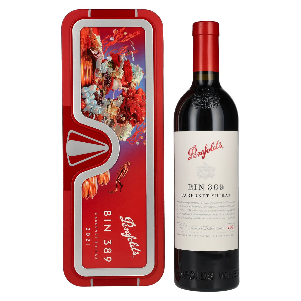 Penfolds BIN 389 Cabernet Shiraz 2021 14,5 % vol. 0,75 l dans un coffret cadeau
