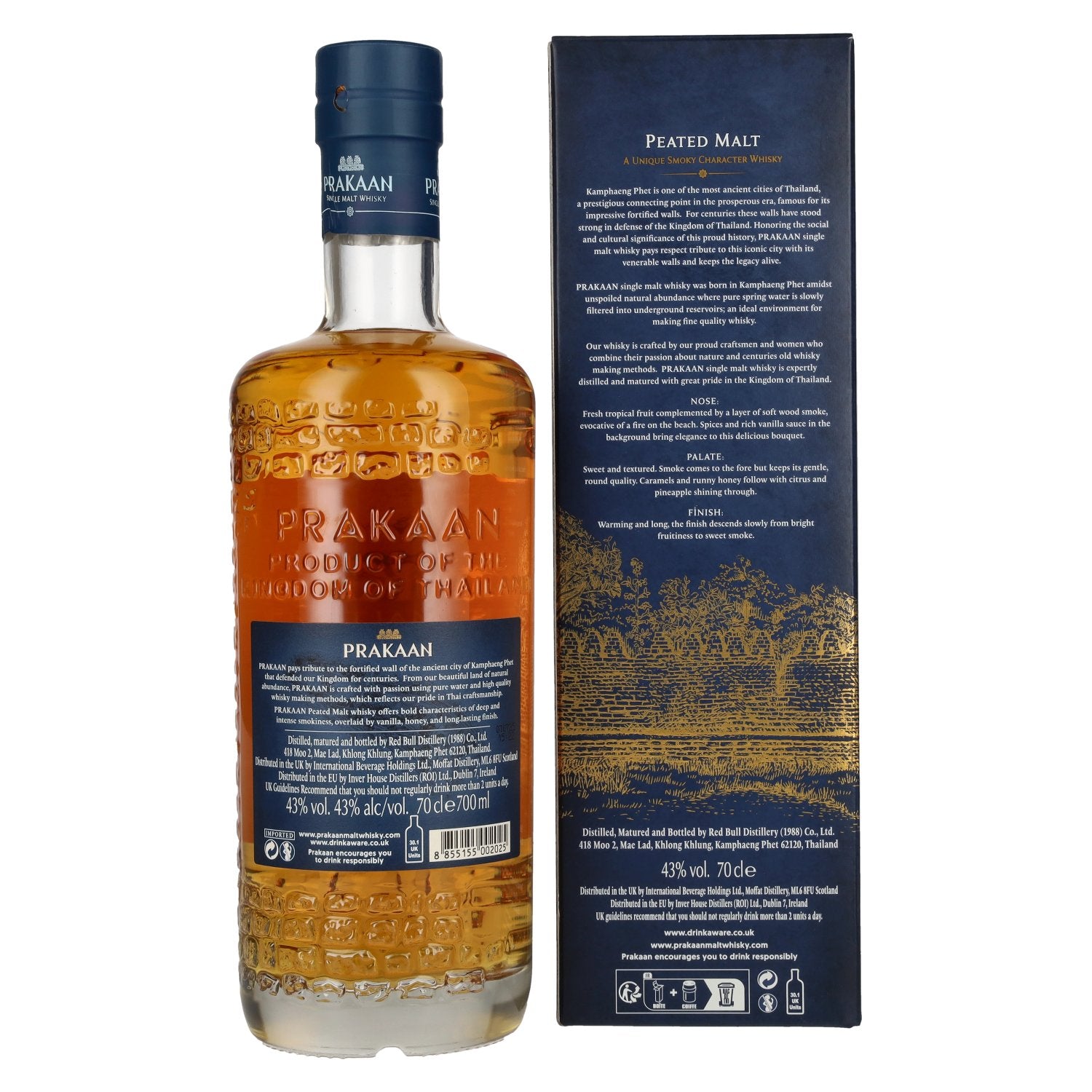 Prakaan TRIBURA SERIES Single Malt Whisky PEATED MALT 43% Vol. 0,7l in Geschenkbox