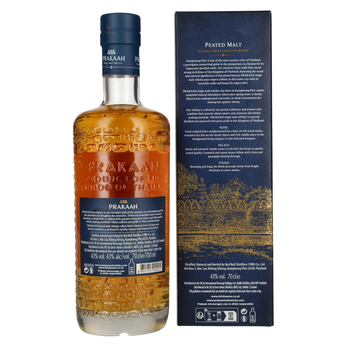 Prakaan TRIBURA SERIES Single Malt Whisky PEATED MALT 43% Vol. 0,7l in Geschenkbox