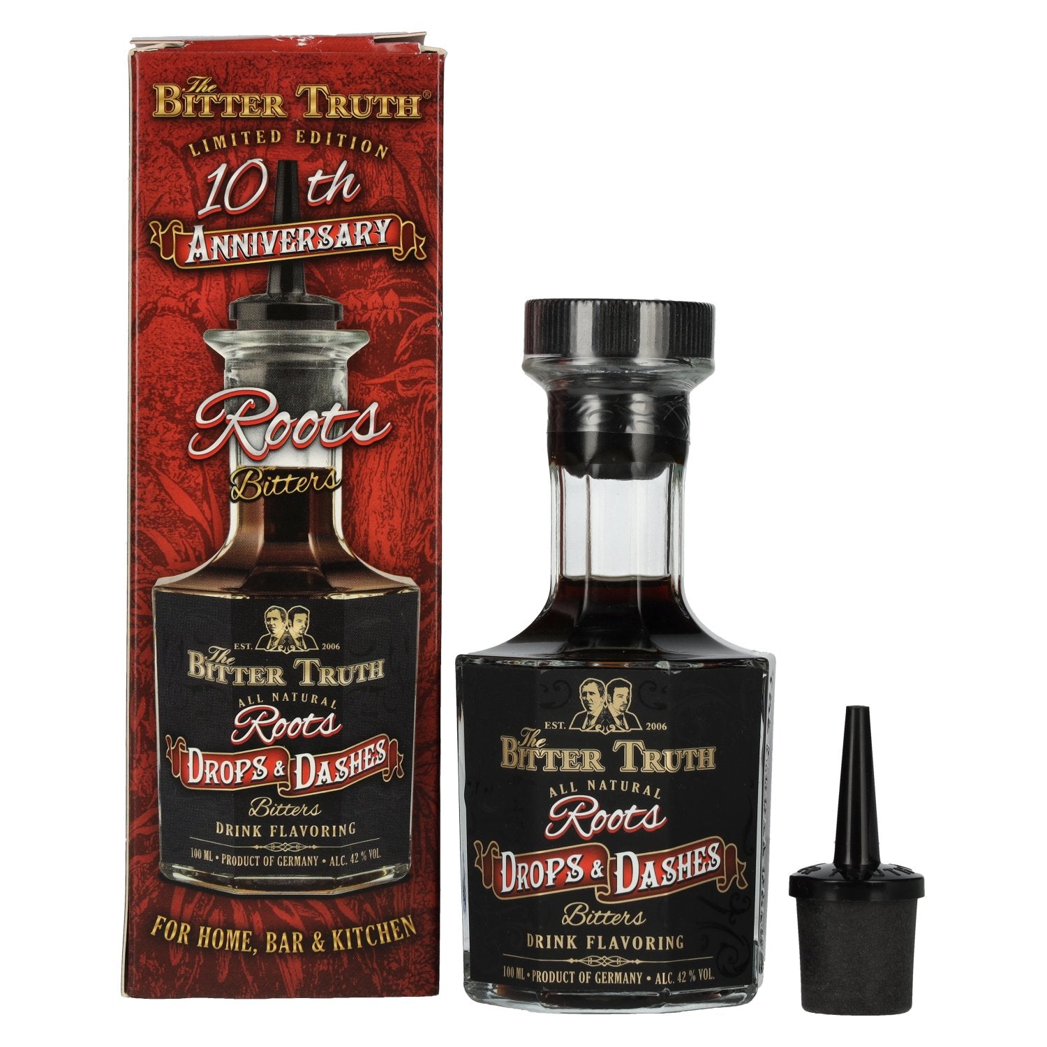 The Bitter Truth Roots Drops &amp; Dashes Bitters 10e verjaardag Limited Edition 42% Vol. 0.1l in geschenkverpakking
