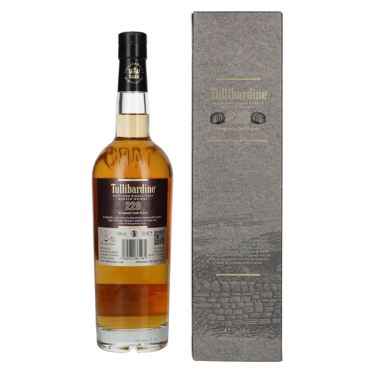Tullibardine 228 Burgundy Finish Highland Single Malt Scotch Whisky 43% Vol. 0,7l in Geschenkbox