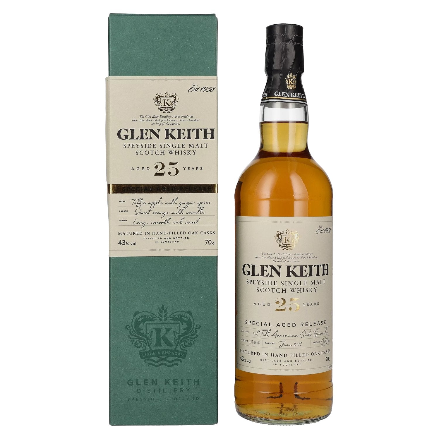 Glen Keith 25 Years Old Speyside Single Malt 43% Vol. 0,7l in Geschenkbox