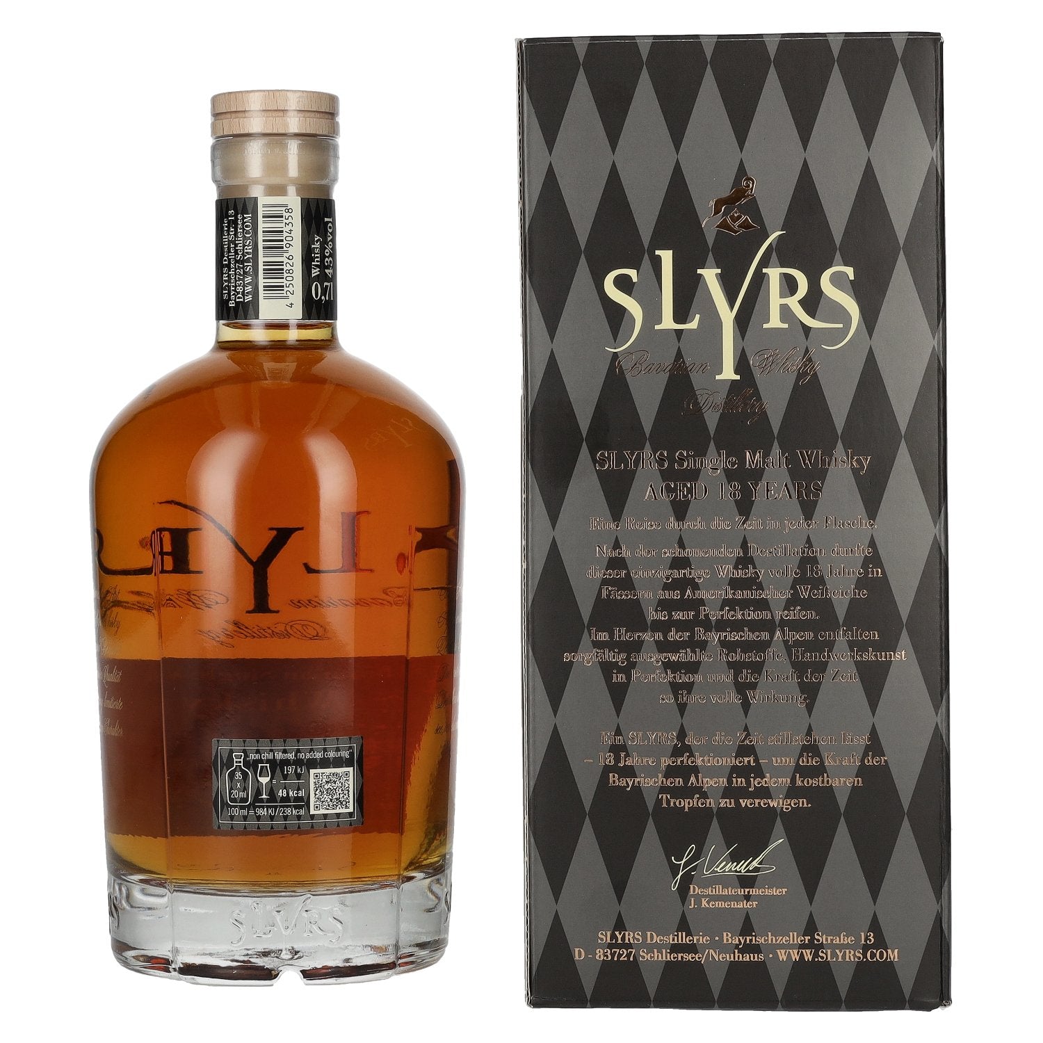 Slyrs 18 Years Old Beierse Single Malt Whisky Limited Edition 43% Vol. 0,7l in geschenkverpakking