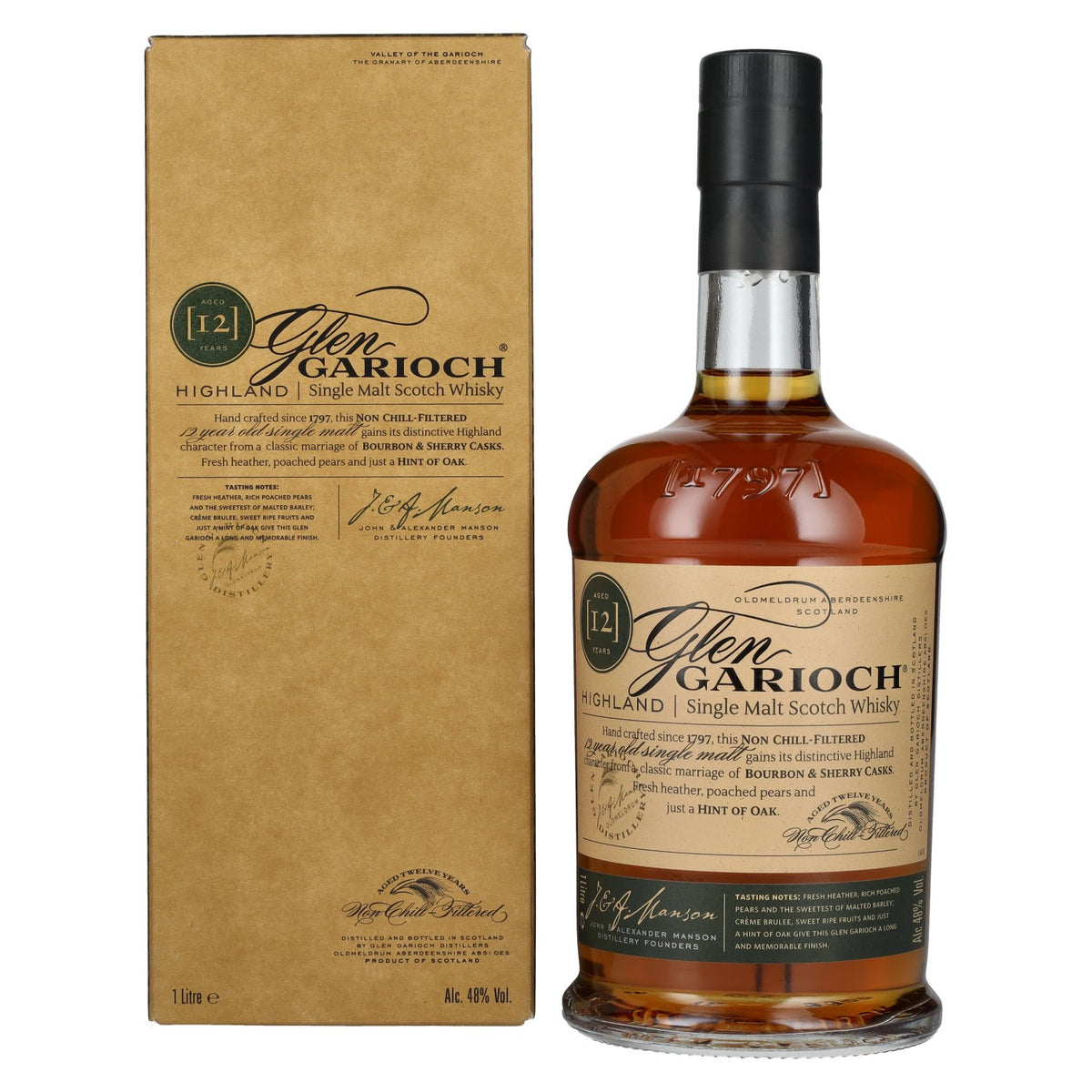 Glen Garioch 12-Year-Old Highland Single Malt Scotch Whisky, 48% ABV, 1 litre, in a gift box