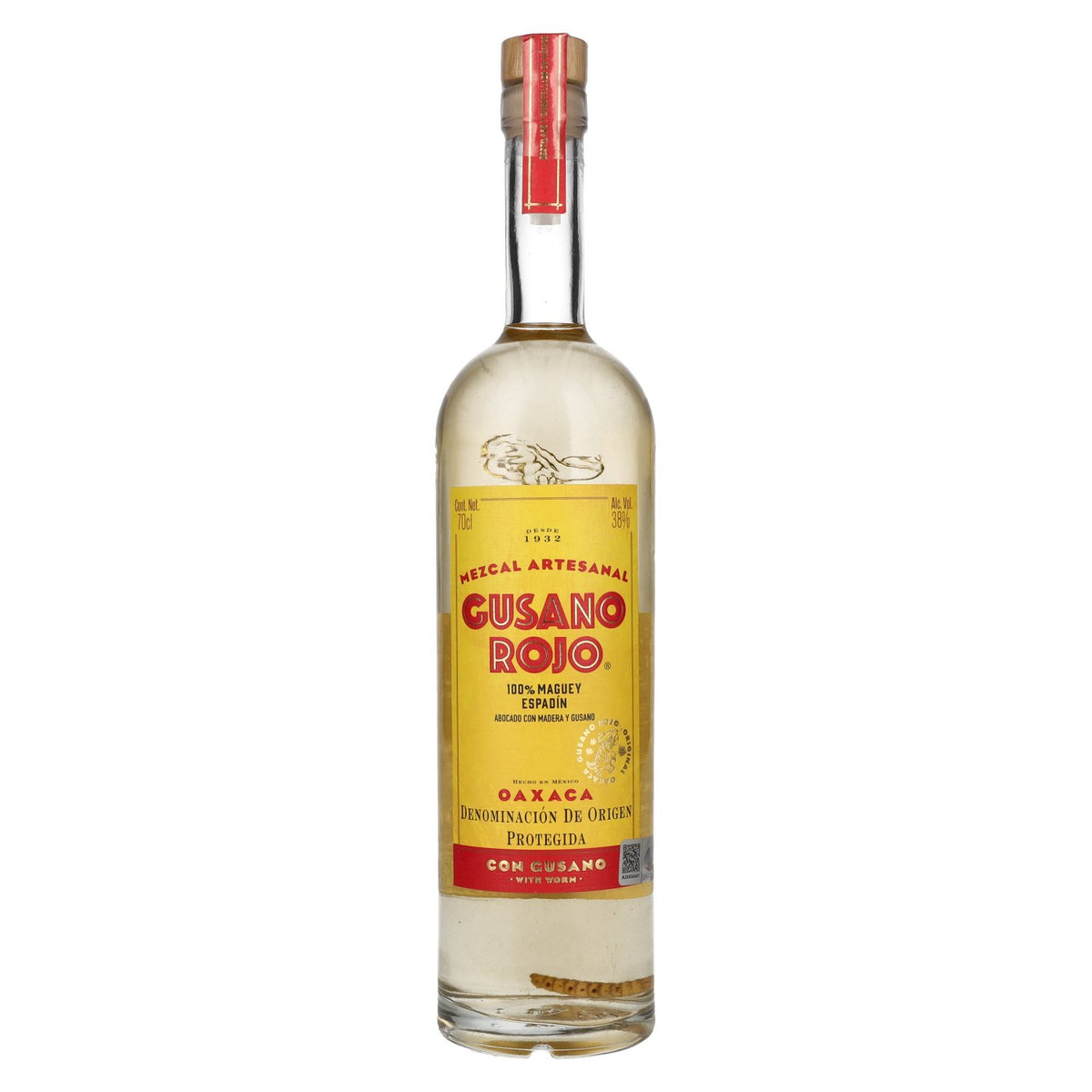 Gusano Rojo Mezcal with WORM 38% ABV 0.7l