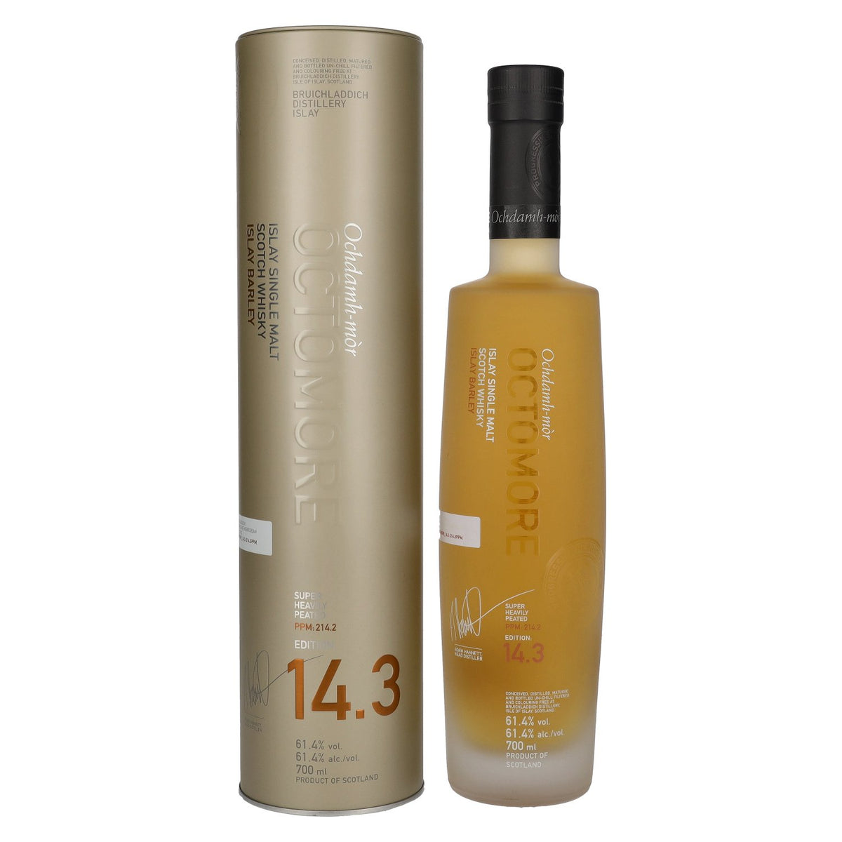 Octomore EDITION: 14.3 Super Heavily Peated Islay Single Malt 61.4% vol. 0.7l in a tin box