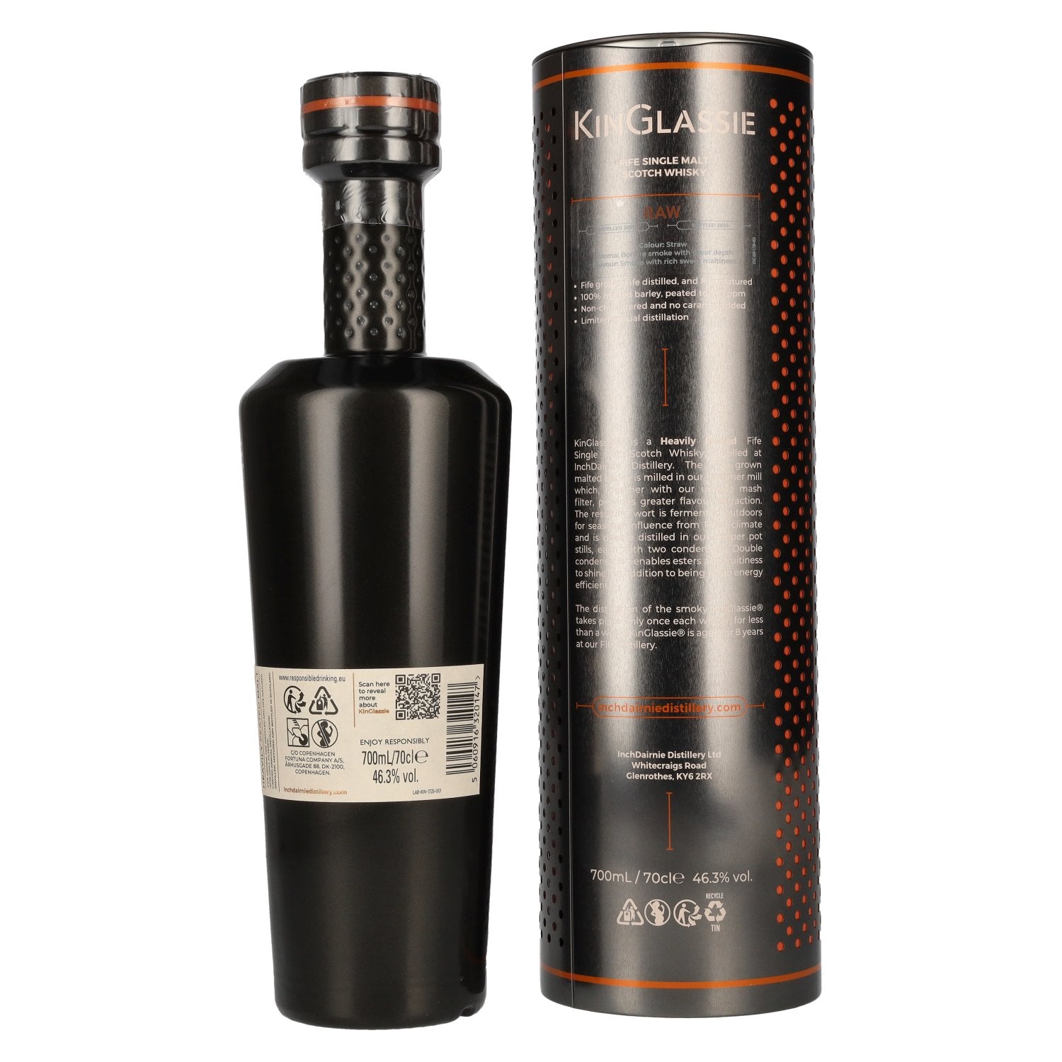 Inchdairnie KinGlassie 8 Years Old Raw Fife Single Malt Scotch Whisky 46,3% Vol. 0,7l in Blikbox