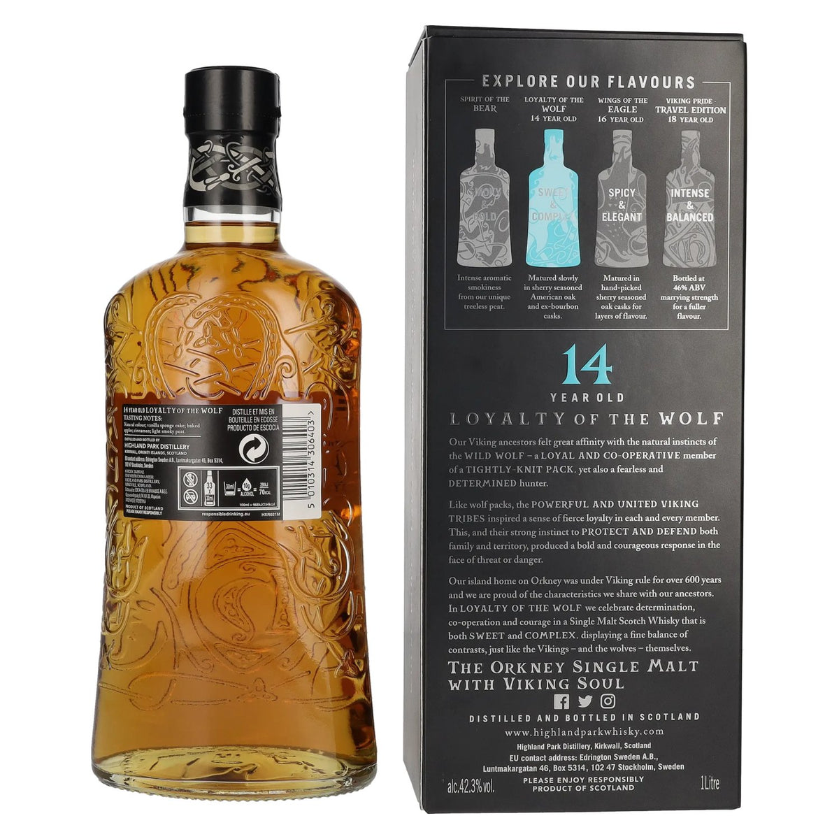 Highland Park 14 Years Old LOYALTY OF THE WOLF 42,3% vol. 1 l in geschenkverpakking