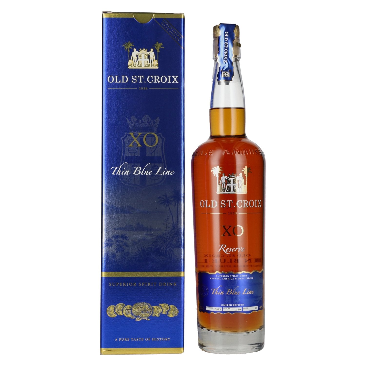 Old St. Croix A.H. Riise X.O. THE THIN BLUE LINE Spirit Drink 40% vol. 0,7l en coffret cadeau