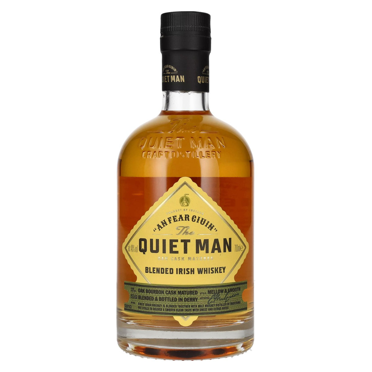 The Quiet Man Irish Whiskey AN FEAR CIUIN Traditionele Ierse blended whiskey 40% vol. 0,7 l