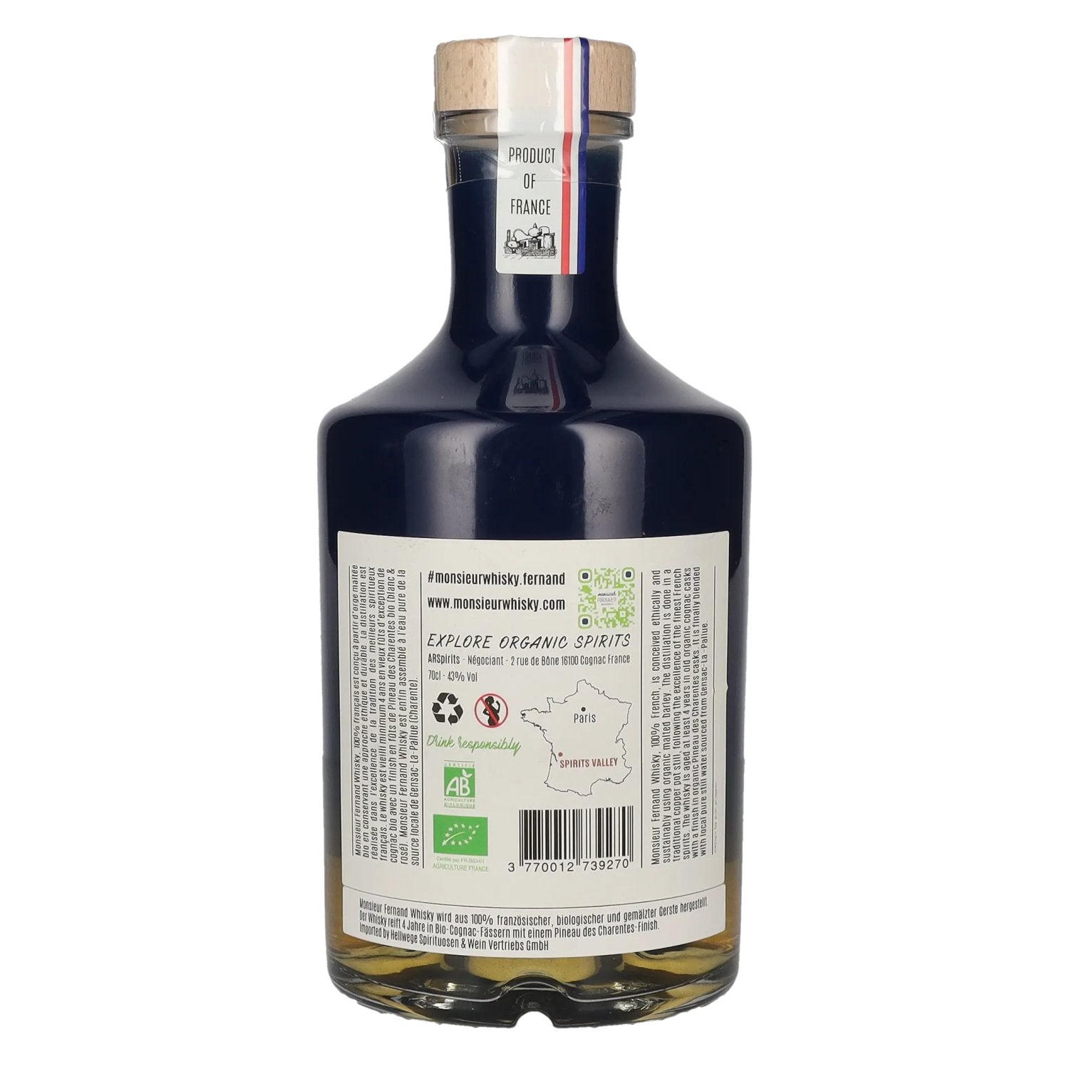 Monsieur Fernand Franse Blended Malt Whisky Pineau des Charentes Casks Finish 43% Vol. 0,7l