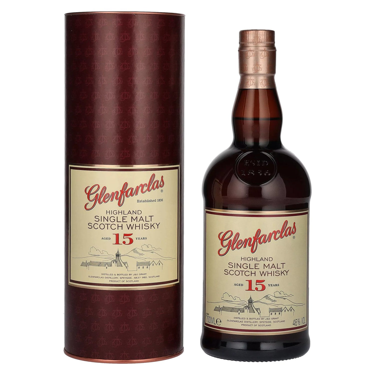 Glenfarclas 15 Years Old Highland Single Malt Scotch Whisky 46% ABV 0.7l in a gift box