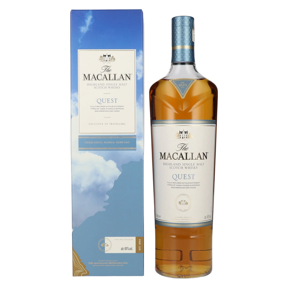 The Macallan QUEST Highland Single Malt 40% ABV, 1 litre, in a gift box