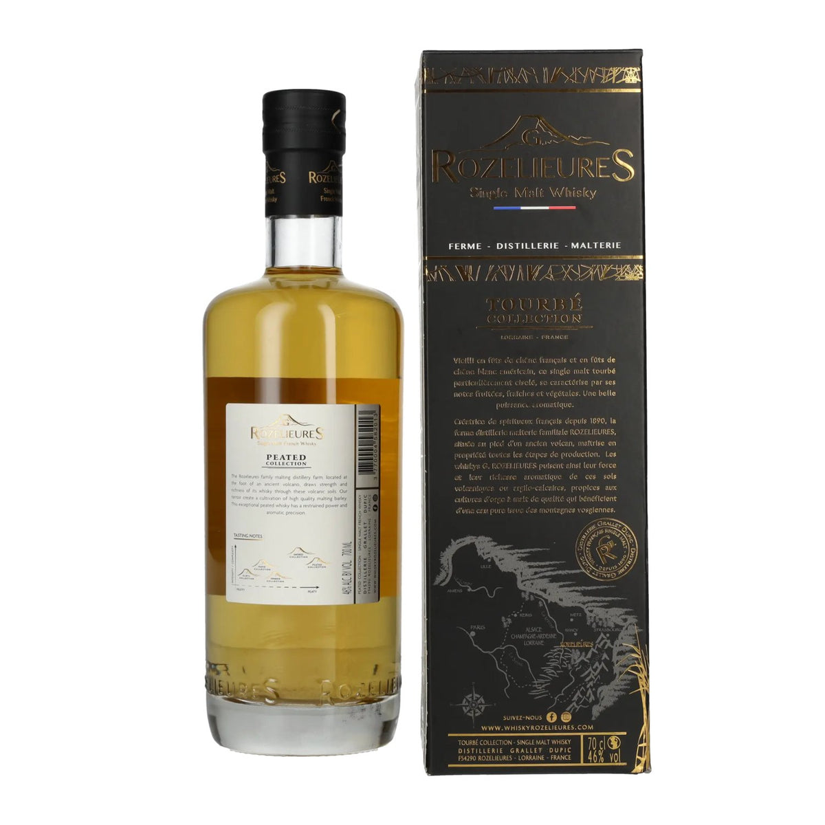 G. Rozelieures TOURBÉ (PEATED) COLLECTION Whisky single malt 46 % vol., 0,7 l, dans un coffret cadeau