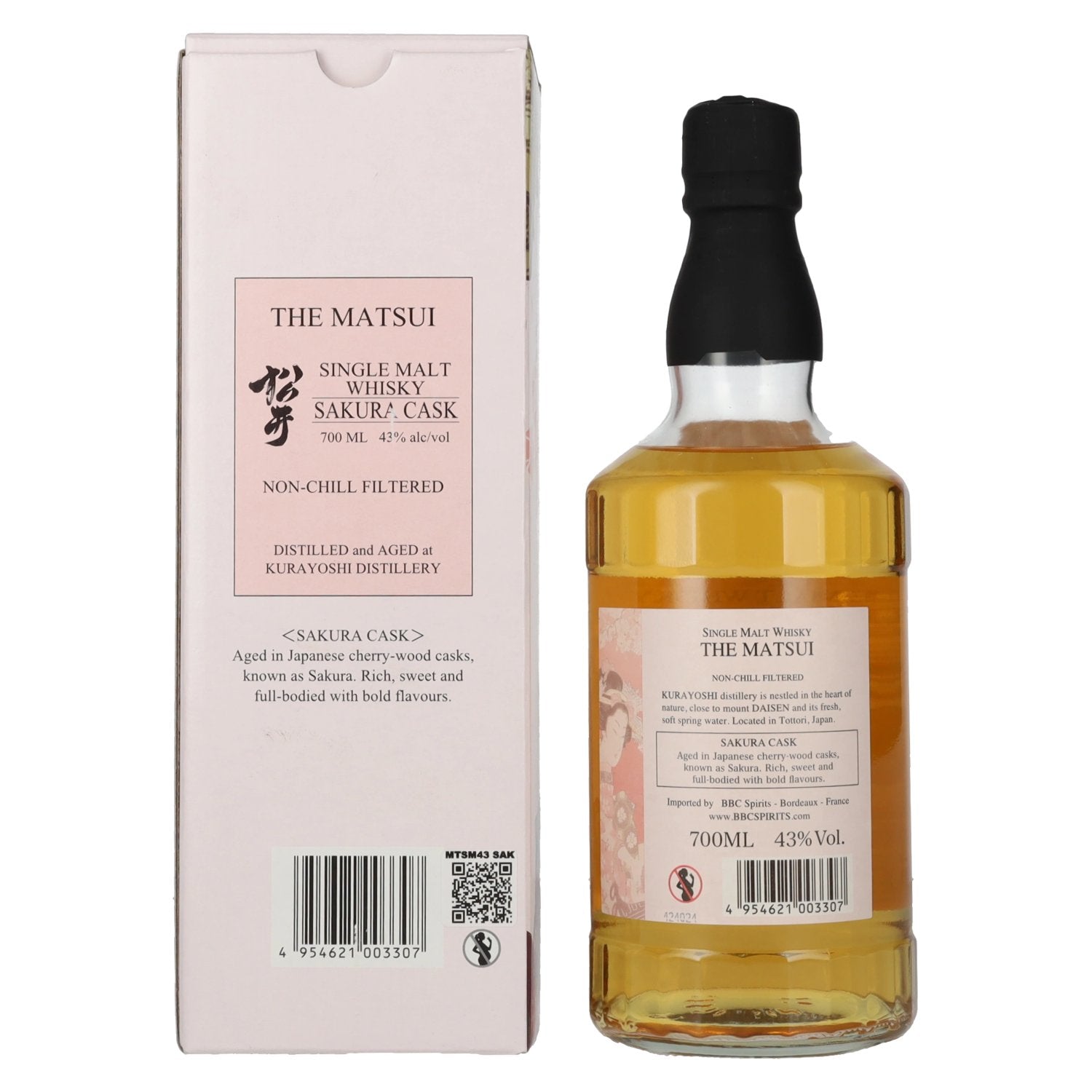 Matsui Whisky THE MATSUI Single Malt Japanse whisky SAKURA CASK 43% Vol. 0,7l in geschenkverpakking