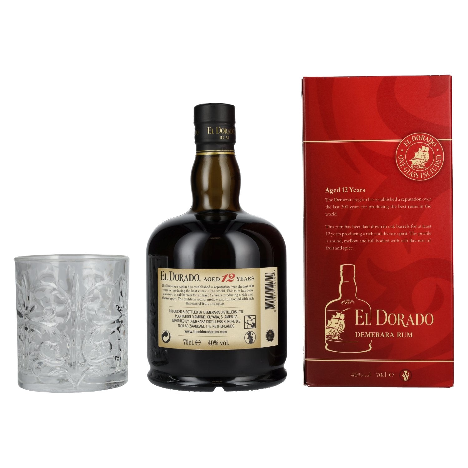 El Dorado 12 Years Old Finest Demerara Rum 40% Vol. 0,7l in Geschenkbox mit Tumbler