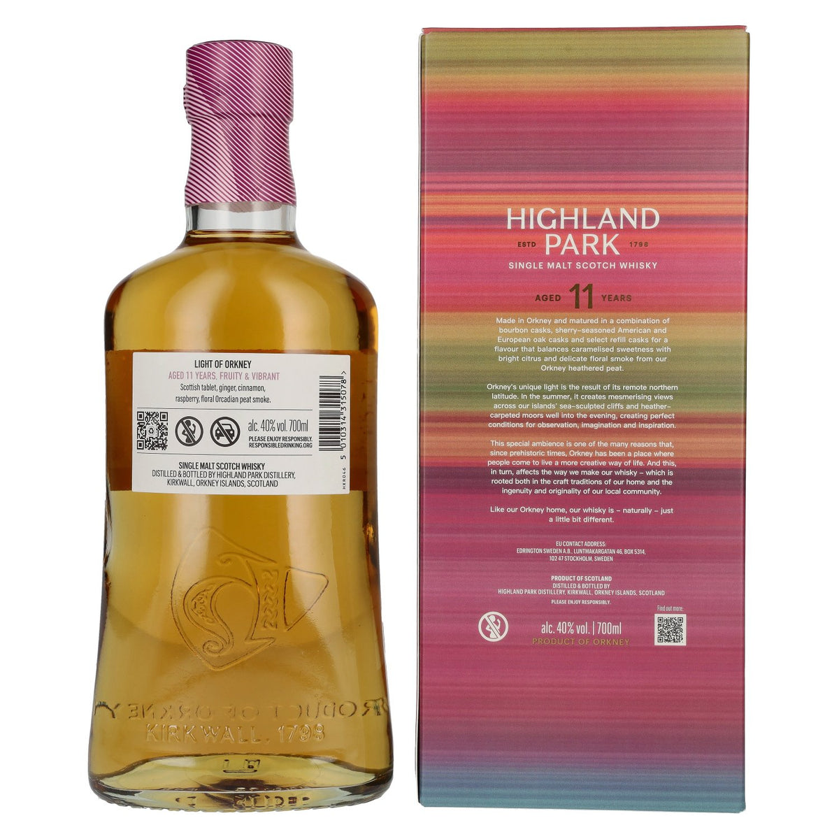 Highland Park 11 ans d'âge « LIGHT OF ORKNEY » – Whisky single malt écossais, 40 % vol., 0,7 l, dans un coffret cadeau