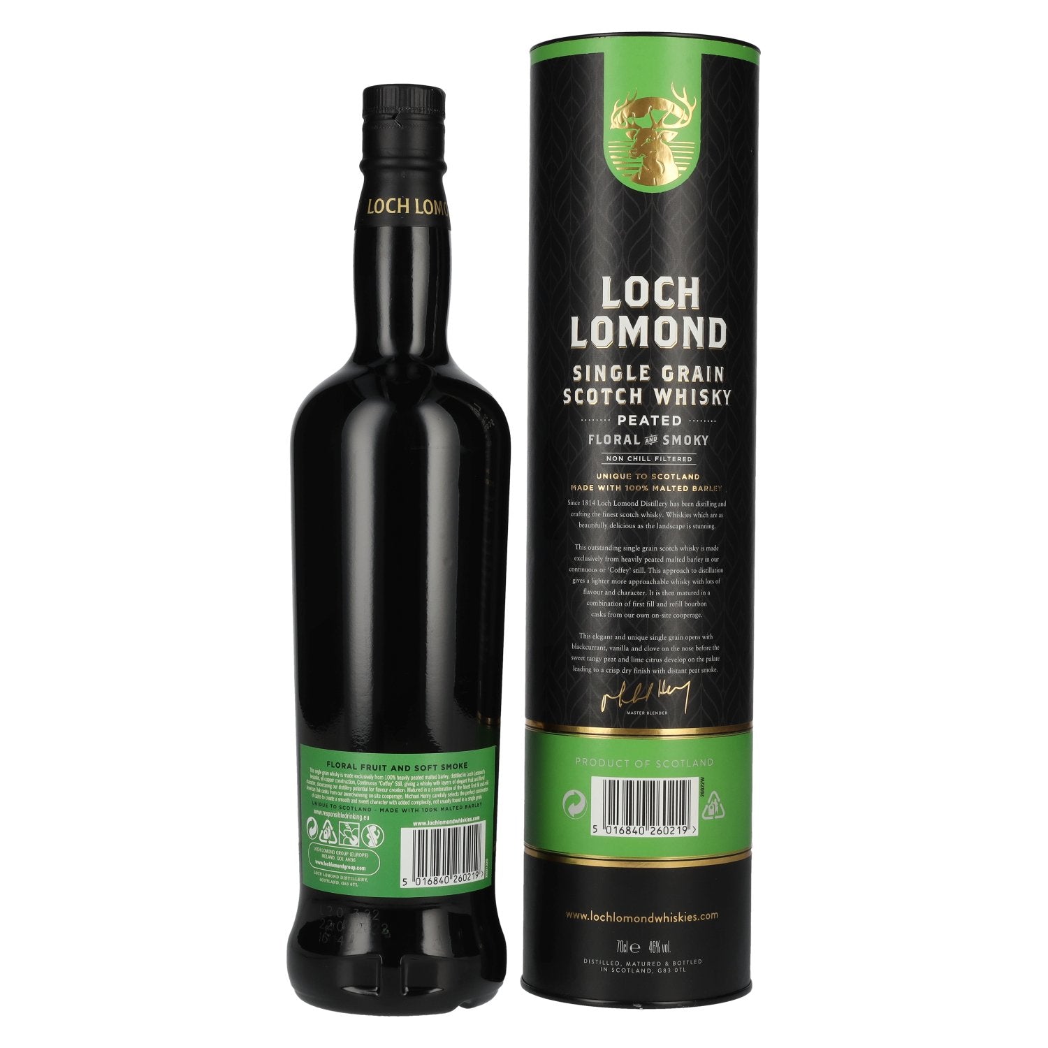 Loch Lomond PEATED Floral &amp; Smoky Single Grain 46% Vol. 0,7l in gift box