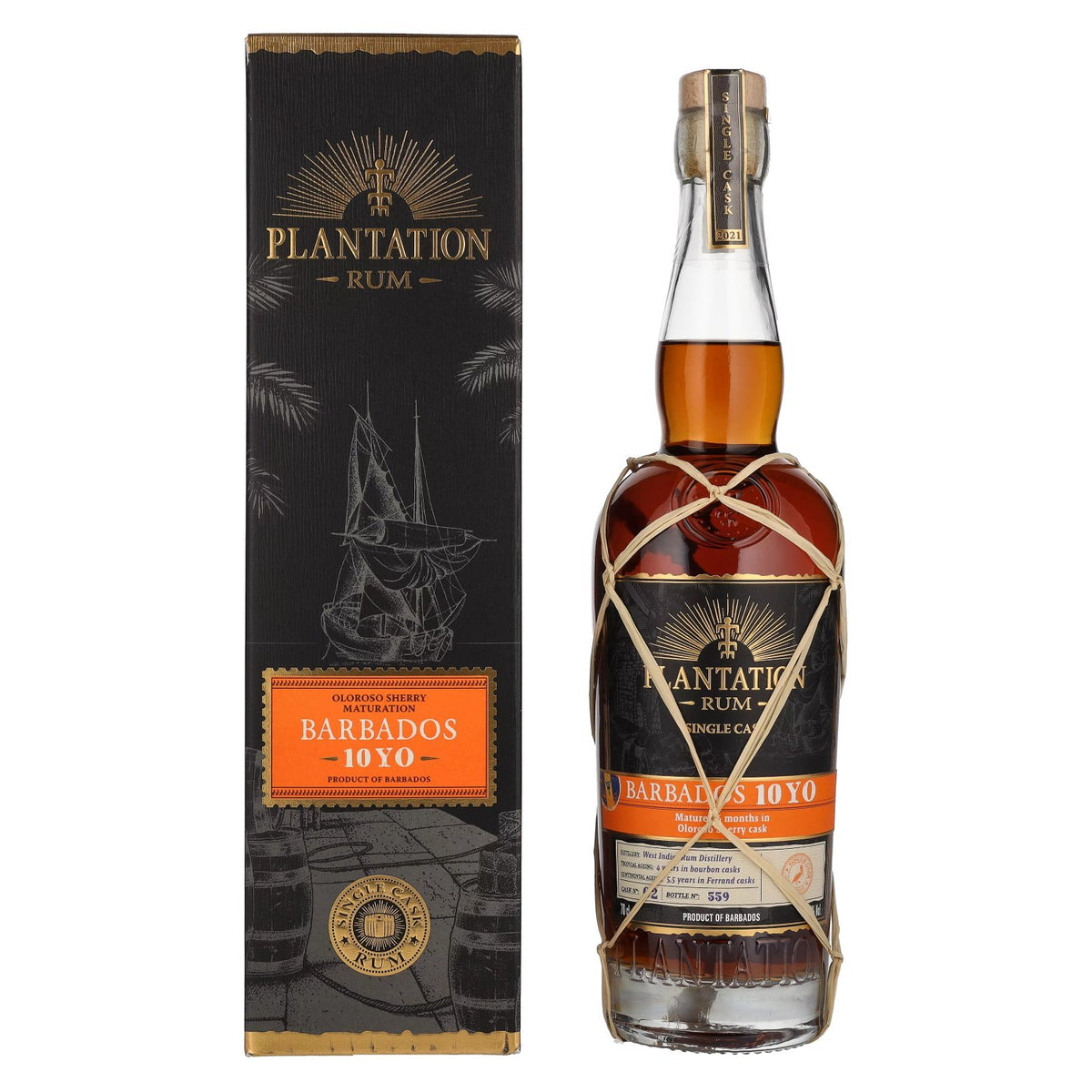 Plantation Rum BARBADOS 10 Years Old Oloroso Sherry Maturation Edition 2021 49% vol. 0,7 l in geschenkverpakking