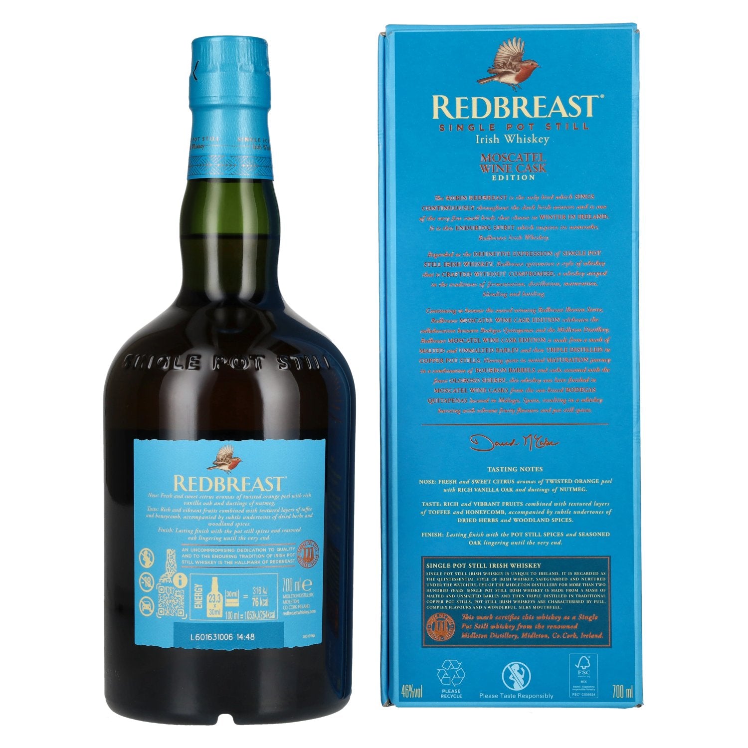 Redbreast IBERIAN SERIES Single Pot Still Irish Whiskey MOSCATEL WINE CASK 46% Vol. 0,7l in geschenkverpakking