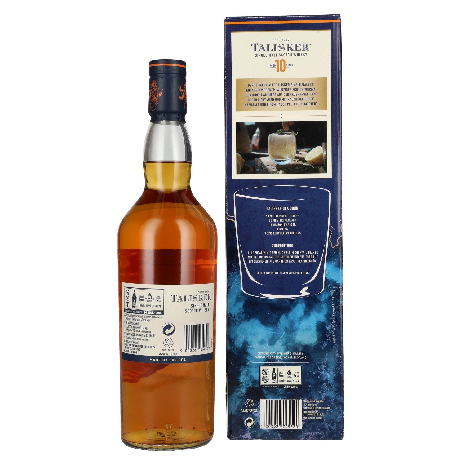 Talisker 10 Years Old Single Malt Scotch Whisky 45,8% Vol. 0,7l in geschenkverpakking met tumblerglas