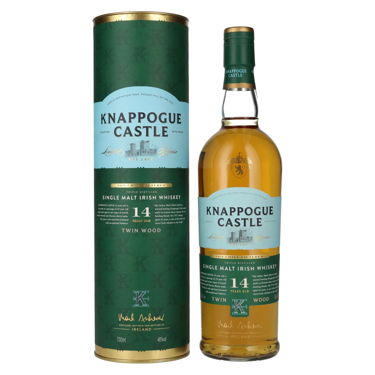 Knappogue Castle 14 Years Old TWIN WOOD Irish Whiskey 46% Vol. 0,7l in Geschenkbox