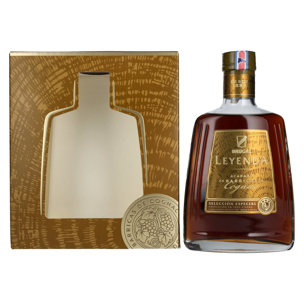 Brugal LEYENDA Rum met cognac-afwerking 38% vol. 0,7 l in geschenkverpakking