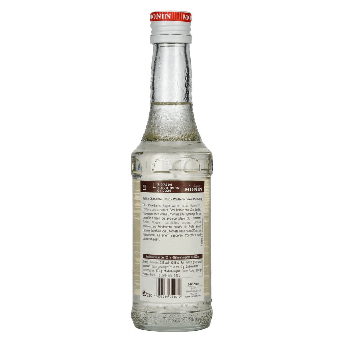 Le Sirop de Monin WEIßE SCHOKOLADE 0,25l