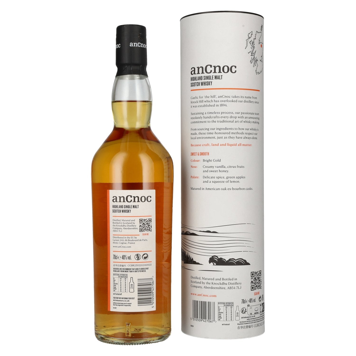 AnCnoc 12 Years Old Highland Single Malt 40% Vol. 0,7l in Geschenkbox