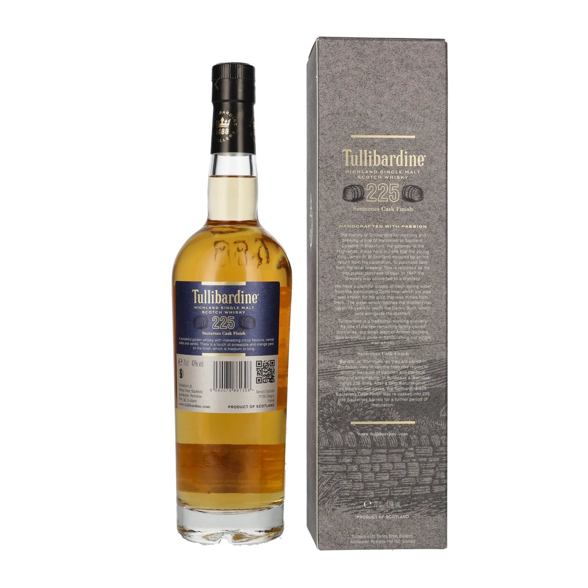 Tullibardine 225 Sauternes Finish Highland Single Malt Scotch Whisky 43% vol. 0.7l in a gift box