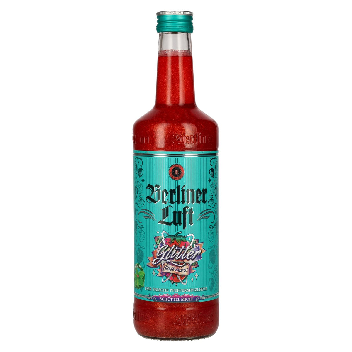 Berliner Luft GLITTER FRAISE – La liqueur fraîche à la menthe poivrée 18 % vol. 0,7 l