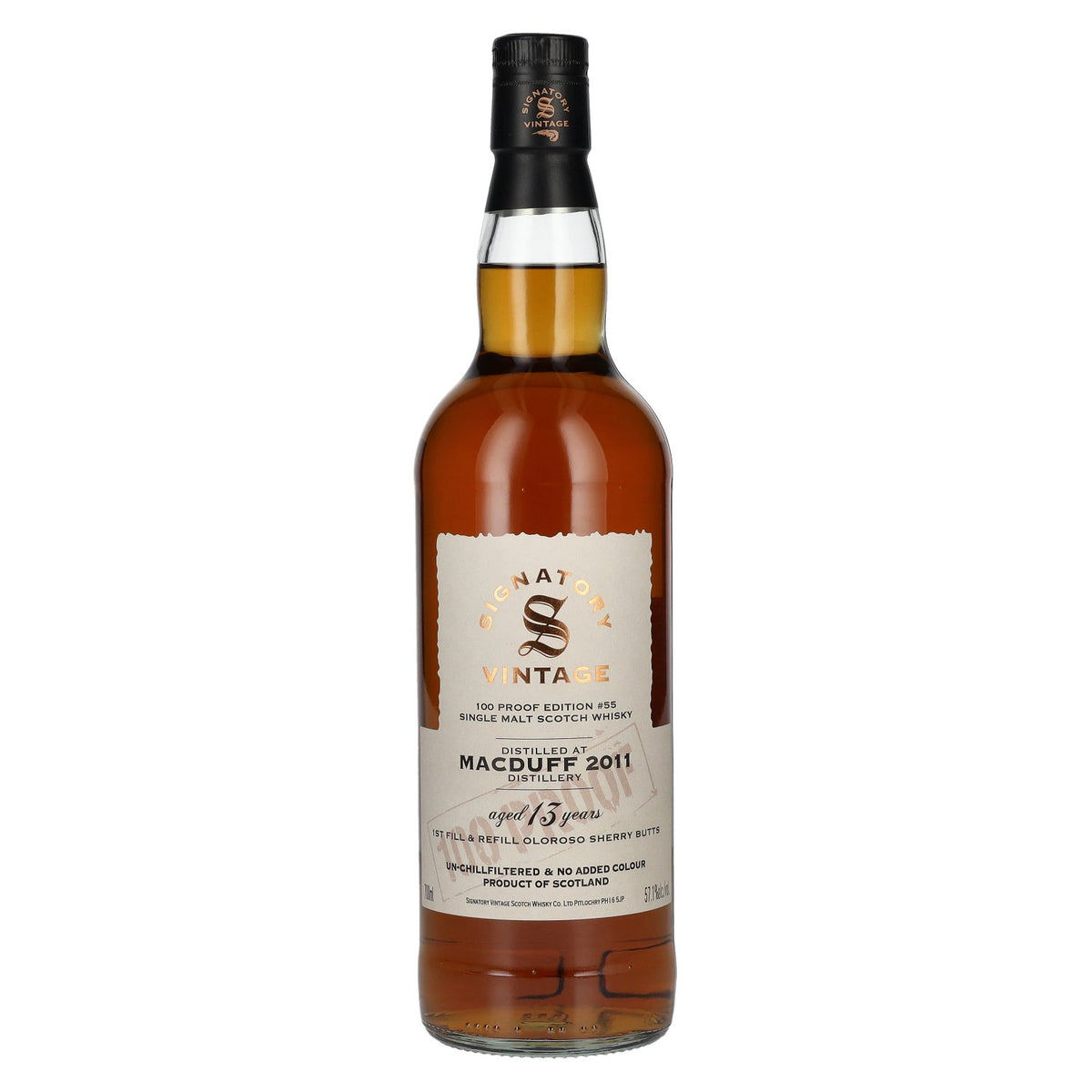 Signatory Vintage 100 Proof Edition Macduff Single Malt 13 ans d'âge n° 55 2011 57,1 % vol. 0,7 l