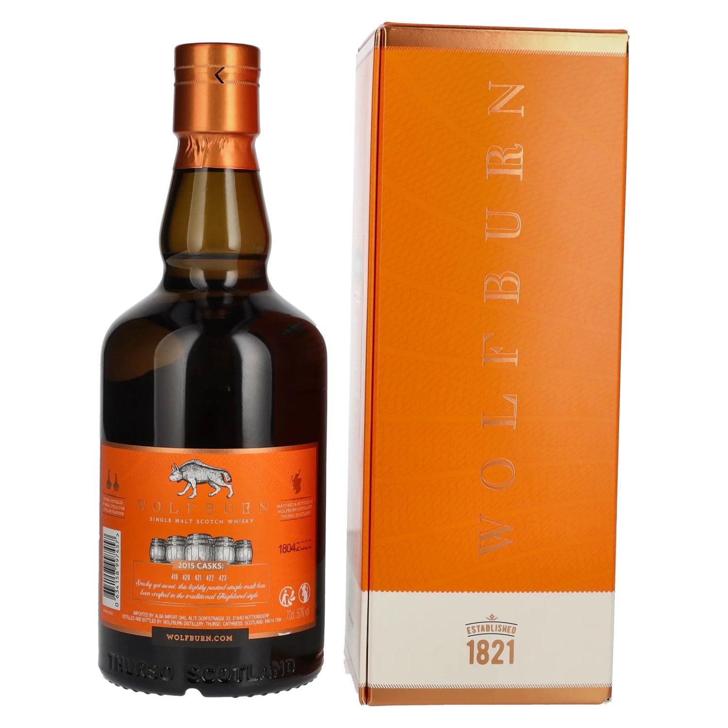 Wolfburn VIBRANT STILLS 8 Years Old Specially Selected First-Fill Bourbon Barrels 50% Vol. 0,7l in Geschenkbox