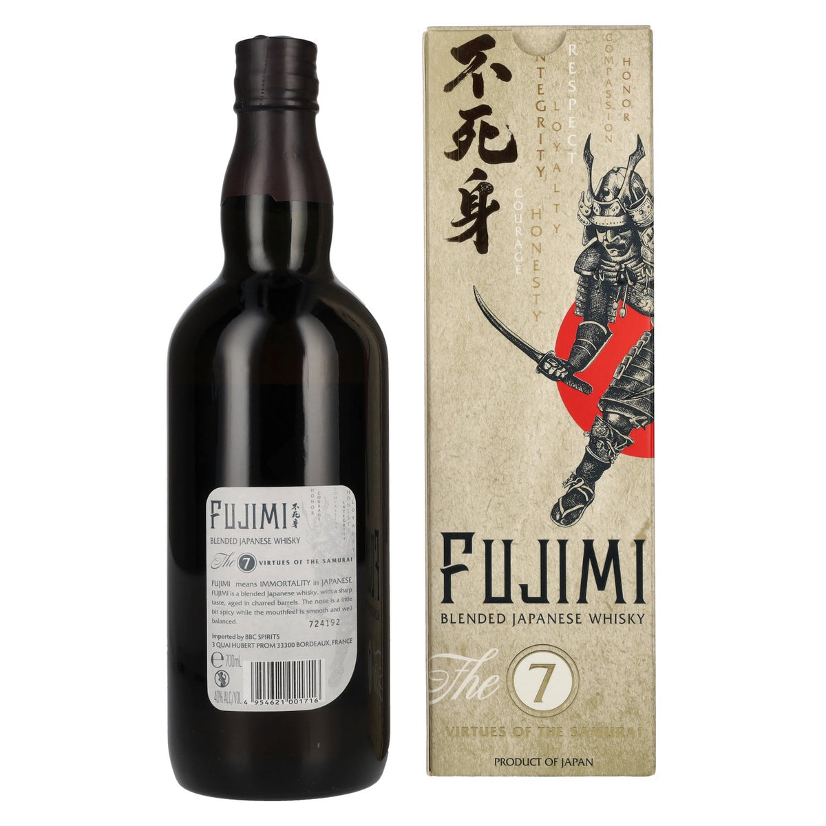 Fujimi The 7 Virtues Blended Japanese Whisky 40% ABV, 0.7 litres, in a gift box