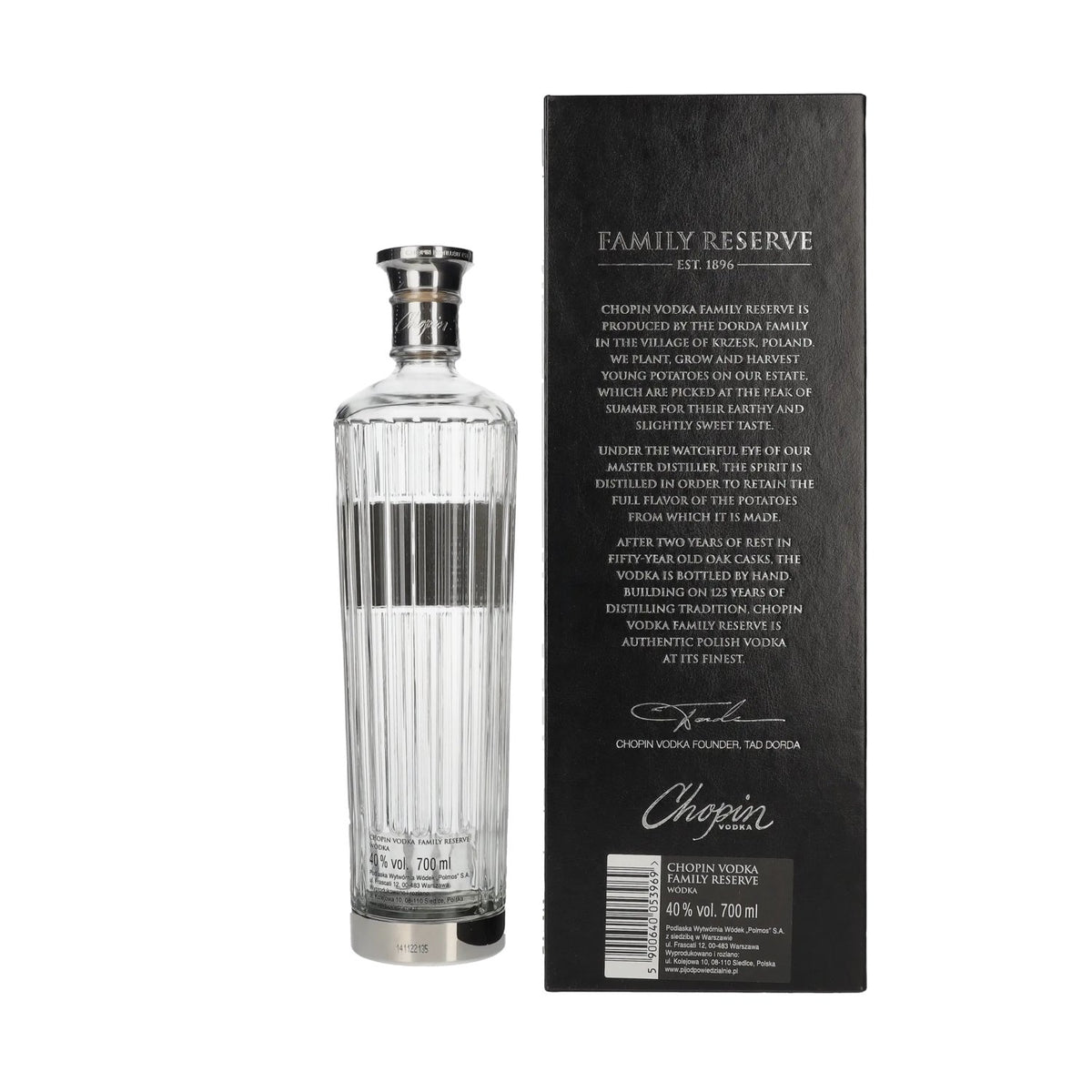 Chopin FAMILY RESERVE Extra Rare Young Potato Vodka 40% ABV 0.7l in a gift box