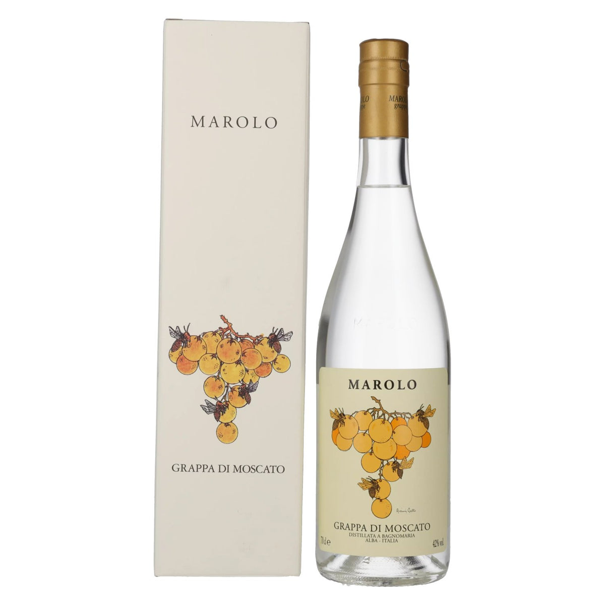 Marolo Grappa di MOSCATO 42% vol. 0,7 l in geschenkverpakking