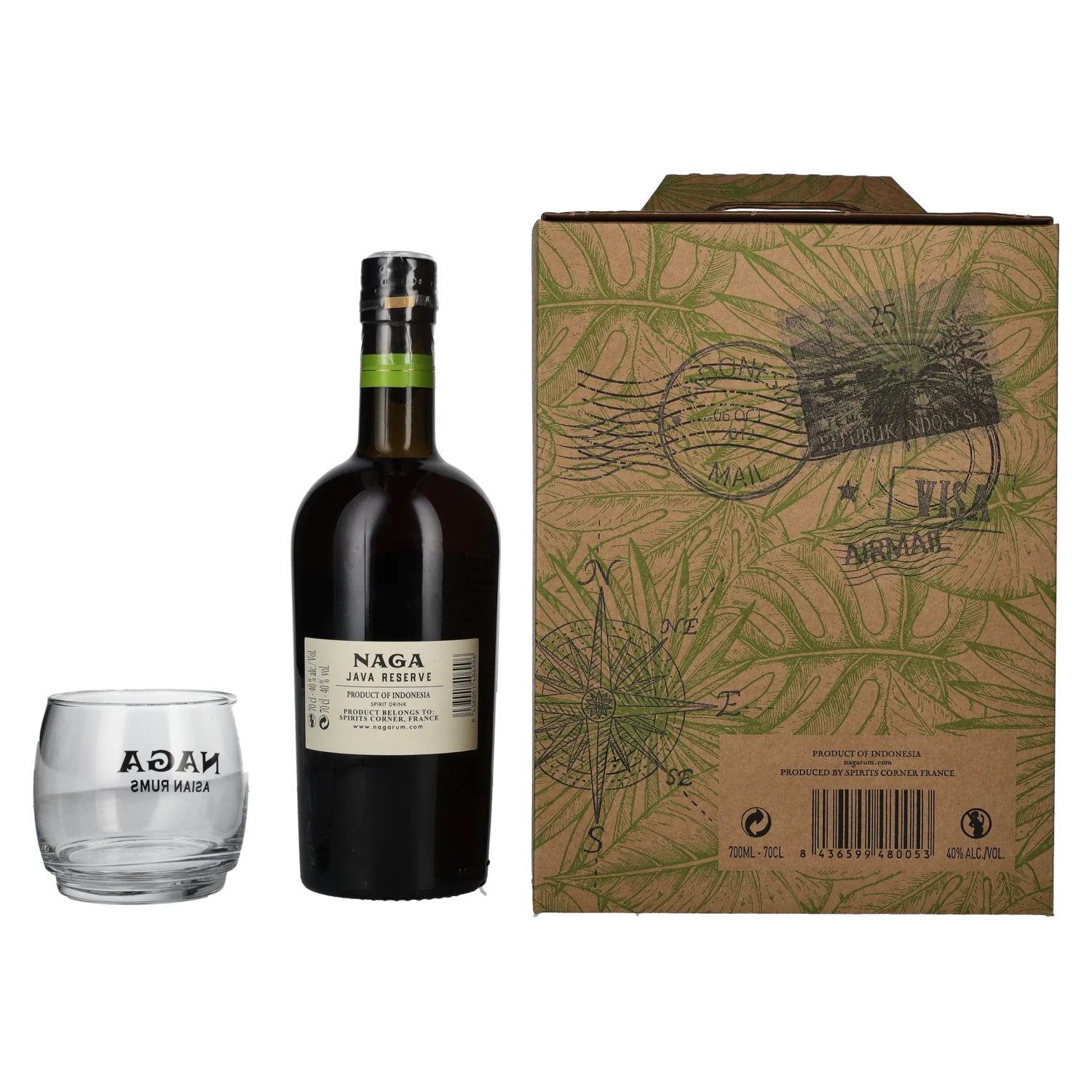 Naga JAVA RESERVE Double Cask Aged 40% Vol. 0,7l in gift box with glass