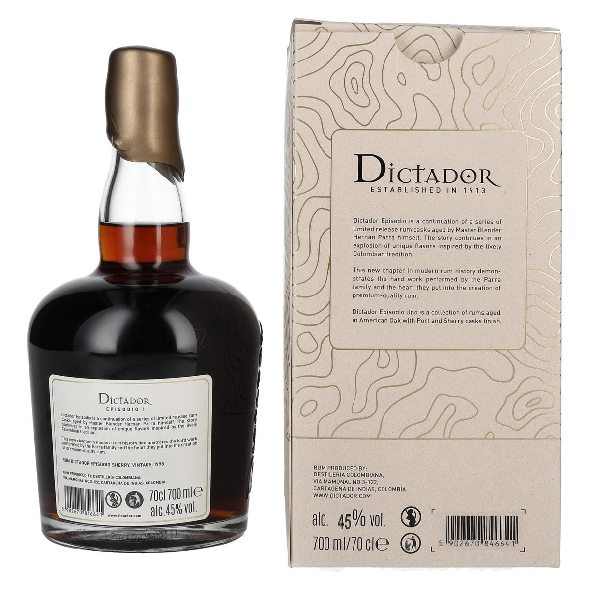 Dictador EPISODIO I 23 Years Old SHERRY CASK Rum 1998 45% vol. 0,7 l in geschenkverpakking